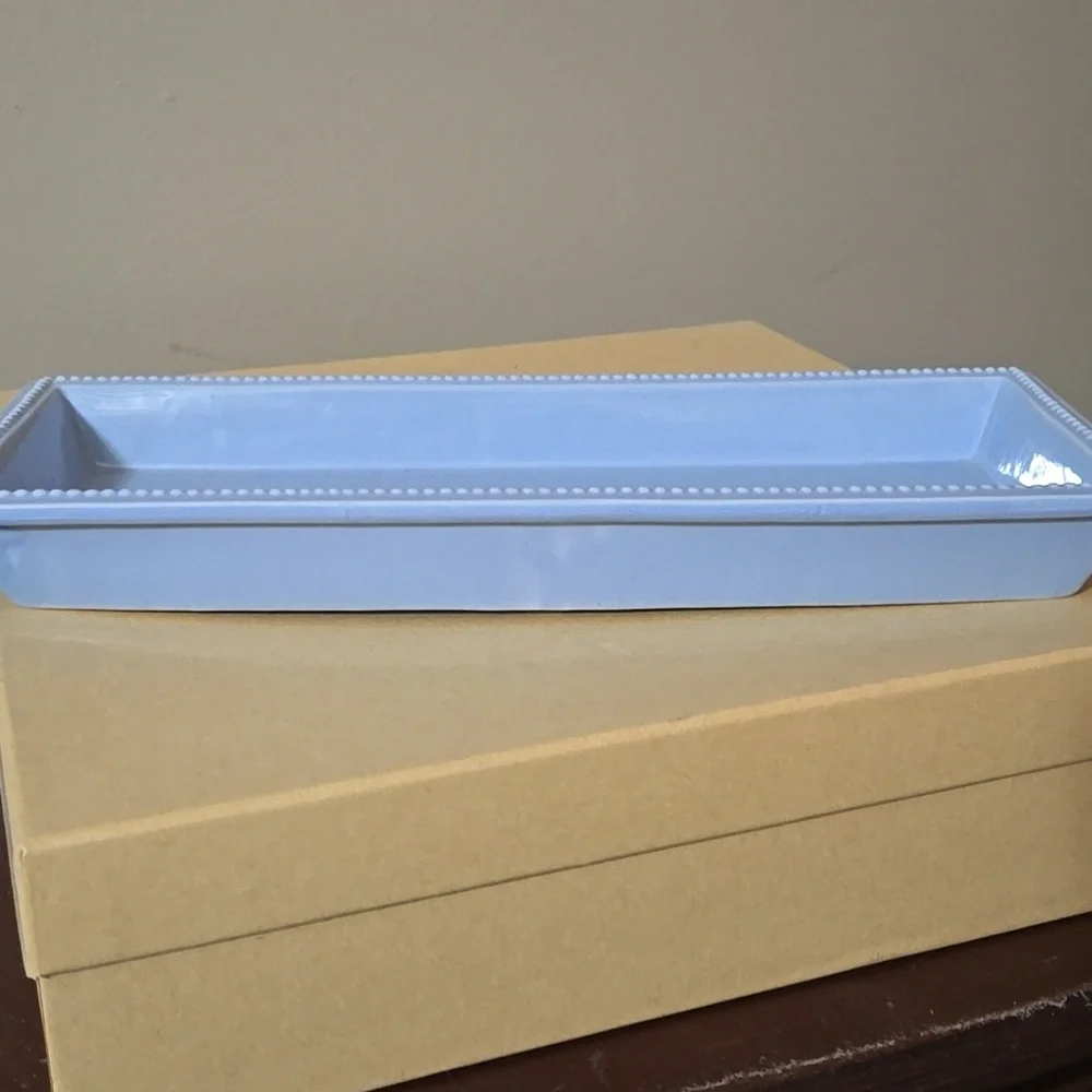 Martha Stewart Light Blue Beaded Tray 12 X 4.5 X 1.5 Inches
